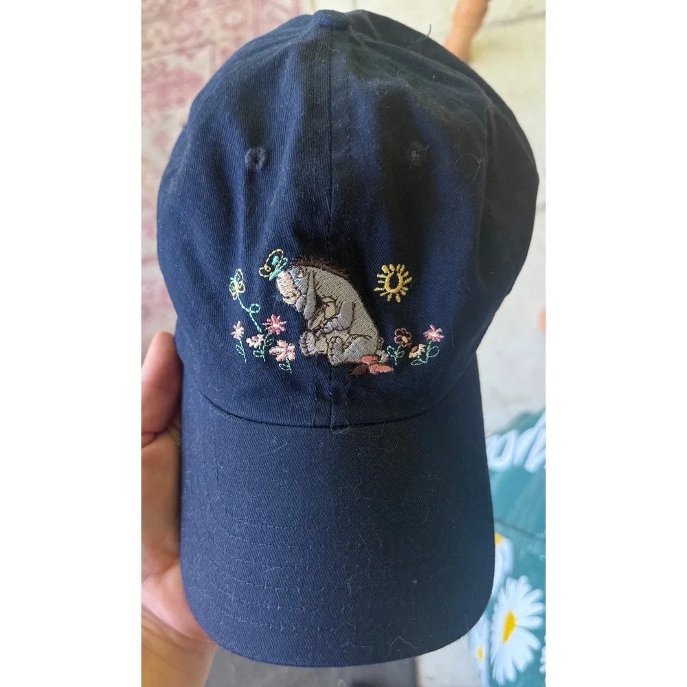 Vintage Disney Store Eeyore Embroidered Navy Blue Baseball Cap Dad Hat One Size